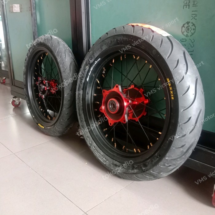 VELG SUPERMOTO CRF PLUS BAN MAXXIS 120/70 140/70 VELG SPRINT XD