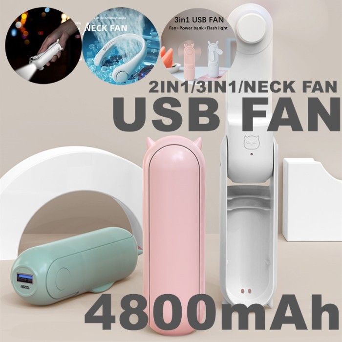 Fakhirishope 4800Mah Usb Fan Handheld/Neck Kipas Angin 2In1/3In1 Kipas Usb Portable