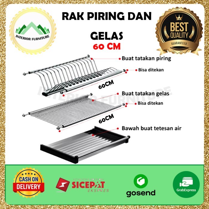 TERBARU Rak Piring & Rak Gelas / Rak Piring Gantung Anti Karat/ Tatakan Lemari