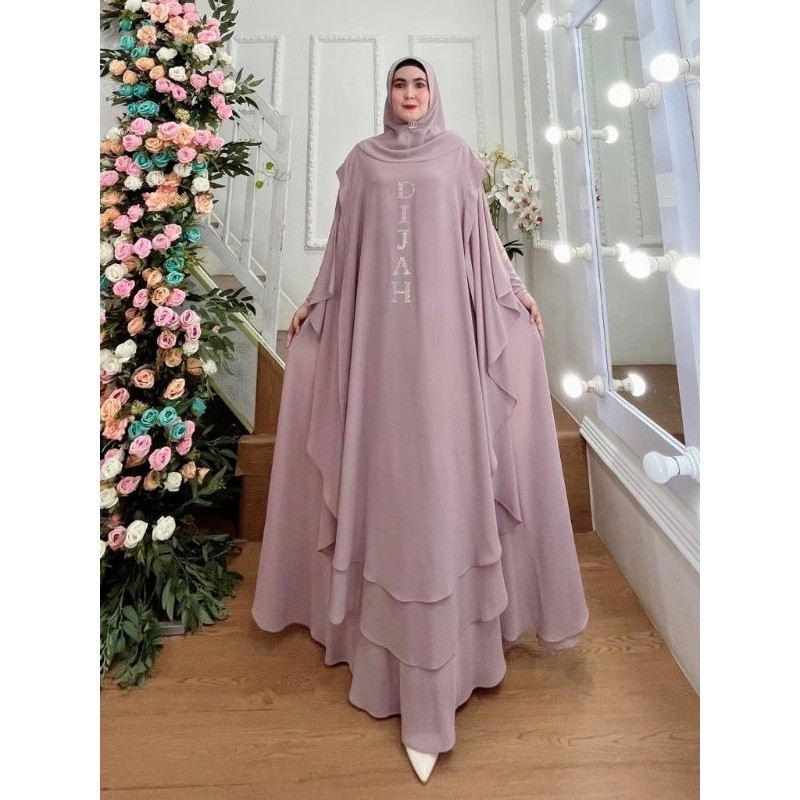 JUBAH SET KHIMAR HOODIE MODEL SWARO BESAR ORI DIJAH By Shancai Mode (Tanya Stok)