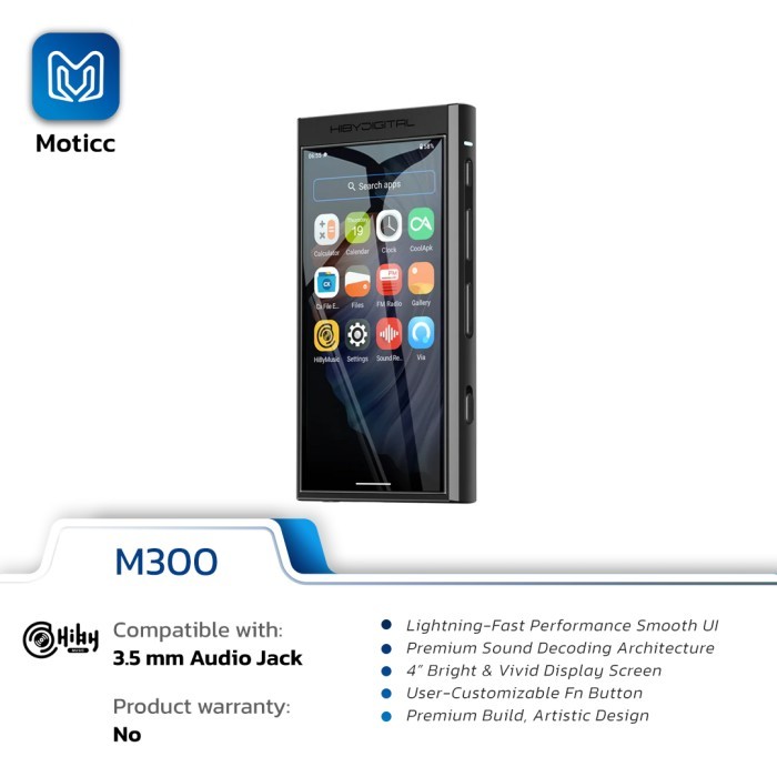 HiBy Digital M300 DAP Android 13 Music Player MP3 HiFi Audio Bluetooth WiFi USB DAC DSD FM Radio