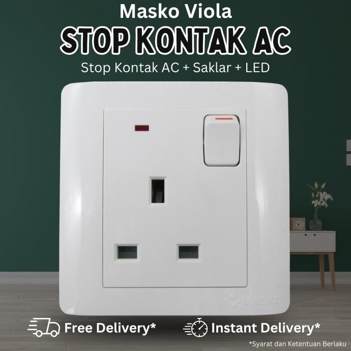 TERBARU MASKO IB SAKLAR + STOP KONTAK AC ARDE CP 2P PUTIH V - 353 VIOLA ORI