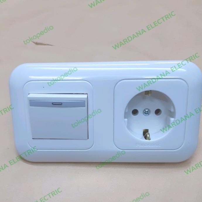 BEST SELLER PANASONIC STOP KONTAK+SAKLAR+LAMPU NYALA/STOP KONTAK+ENGKEL +LAMPU