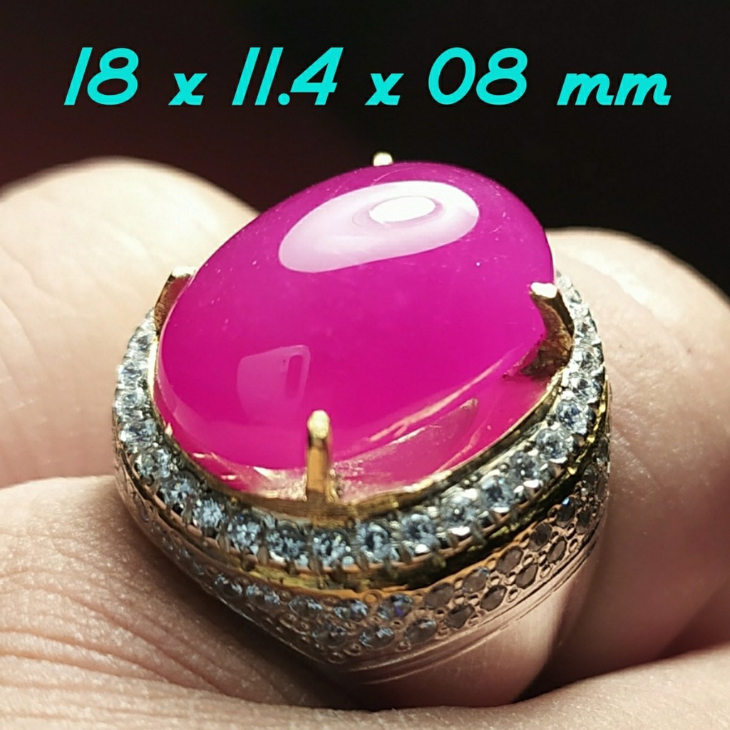 Koleksi Batu Alam Red Ruby Pinkish Kristal Clean Mantap Origin Mozambik Ring Perak Murni HM Gold Platted Zircon Mewah