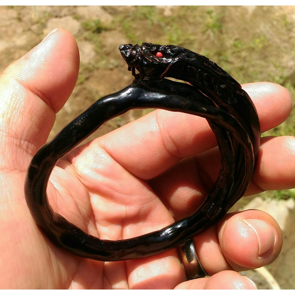 Gelang Akar Bahar Irengan Ukir Naga Asli Laut Selatan Aktif Wingit Bersinergi Kolektor Item
