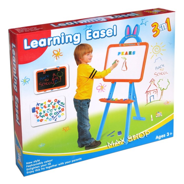 

Mainan Anak Learning Easel 3 In 1 Papan Tulis Magnet Black White Board