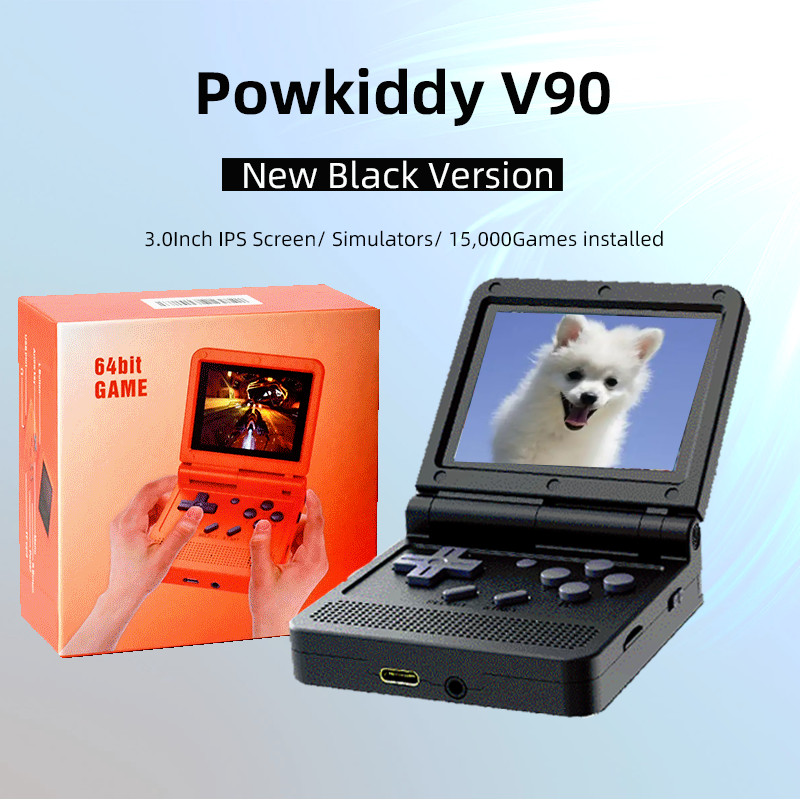 Powkiddy V90 Black 3.0Inch IPS Screen Retro Video Game