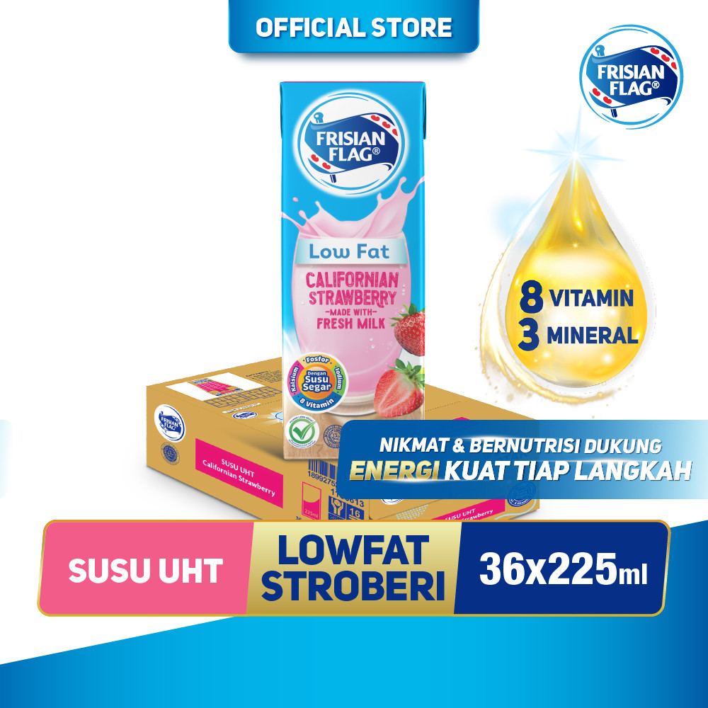 

Frisian Flag UHTM Lowfat Strawberry Carton Pack 225ml x 36
