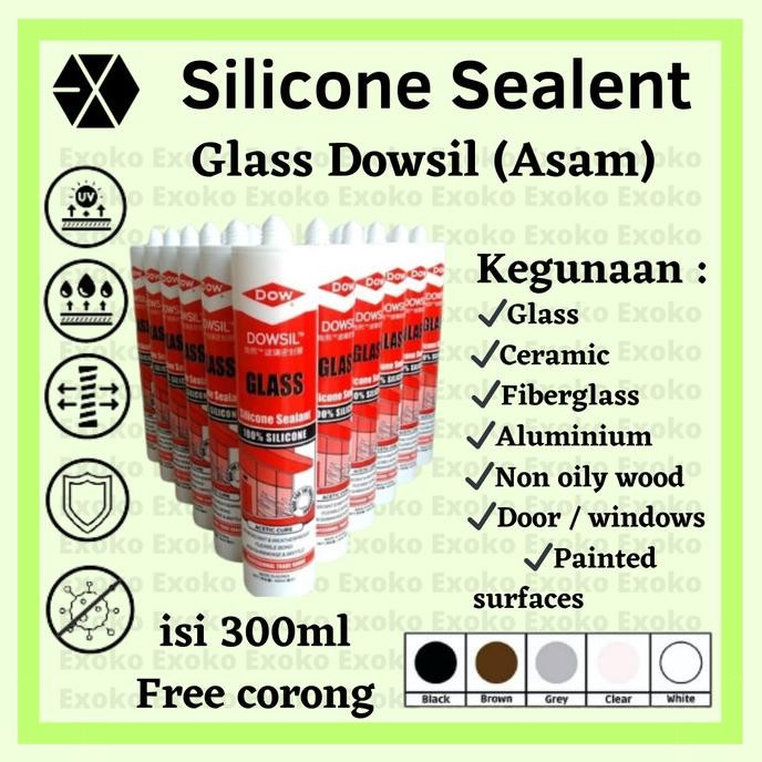 Promo Lem Silicone Sealant dowsil glass asam Lem Kaca aquarium Dll -Dowsil COD