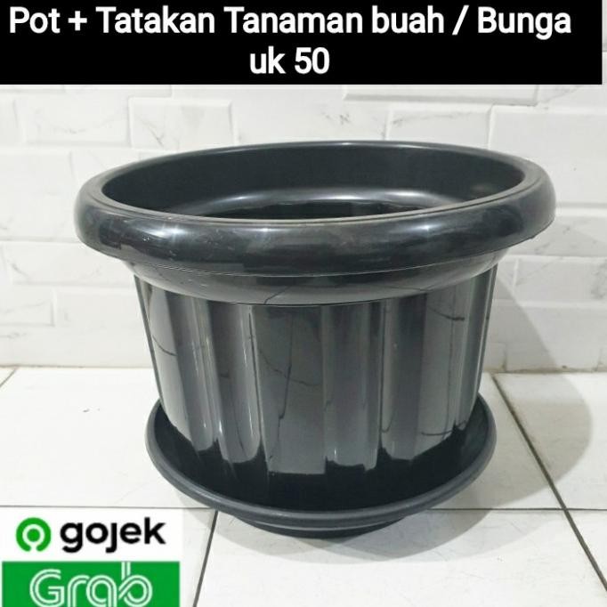 Pot Tanaman Jumbo 50 besar + alas Tatakan Pot Tebal 50cm instant