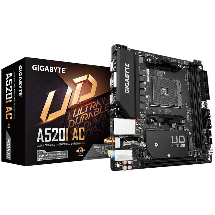 BISA GOSEND MOTHERBOARD GIGABYTE A520 I AC (MINI ITX) ; AMD SOCKET AM4 ; 2 X DDR4 KUALITAS TERBAIK