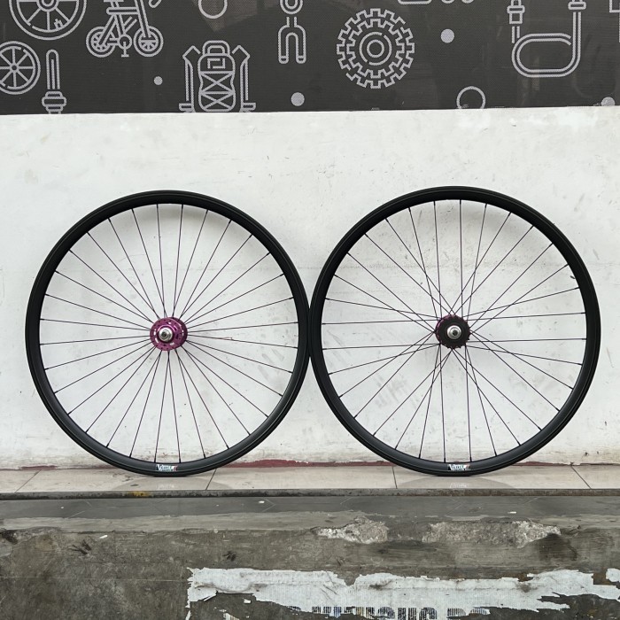 WHEELSET 700C FIXIE DOLTRAP VUELTA TAIWAN HITAM BEARING ALLOY 3CM NEW