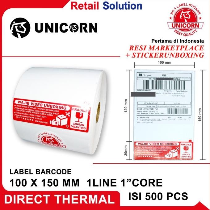 

Sale Stiker Label Awb Resi Alamat Wajib Unboxing Fragile Thermal A6 100X150