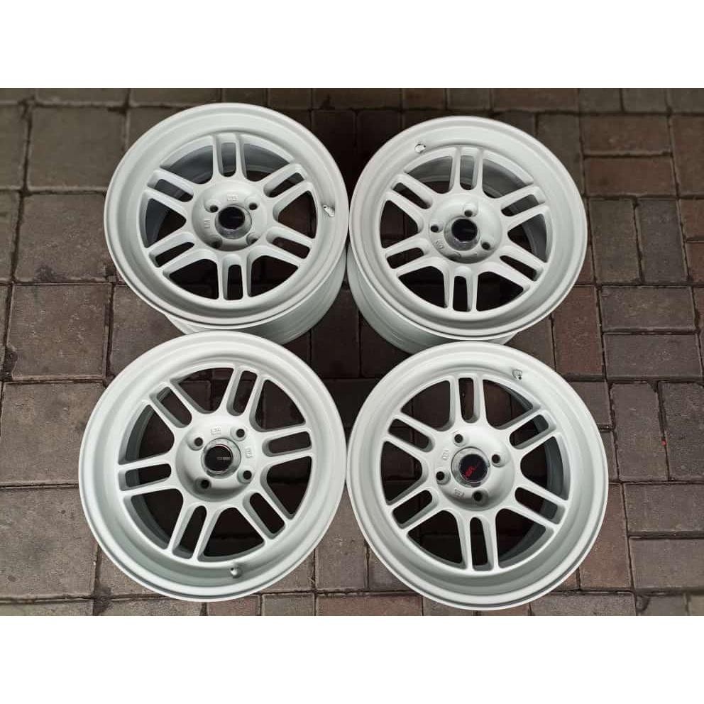 Velg Mobil Bekas Berkualitas Tipe Rpf01 Ring 15 Pcd 4X100 Et35 White Sigra Brio Jazz Mobilio City Se