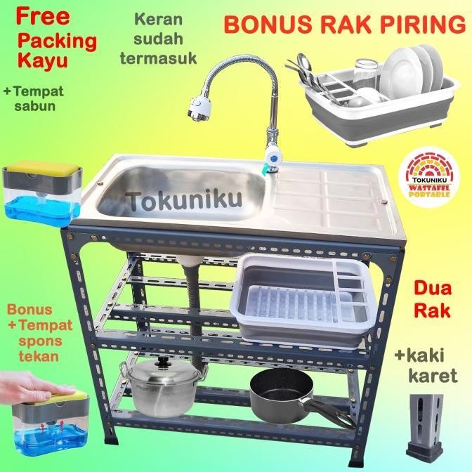 Wastafel Bak Cuci Piring Dua Rak Wastafel Rak Piring Cuci Portable