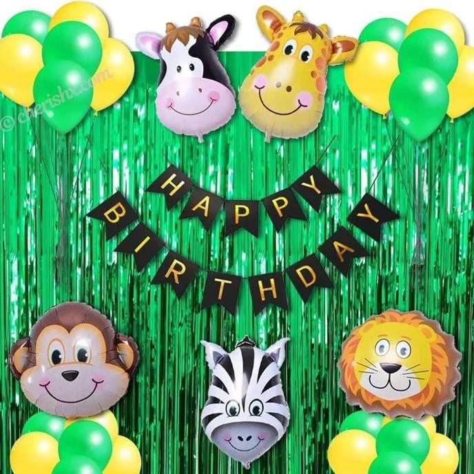 /////] set paket balon ulang tahun anak tema hewan animal safari mix 20 pcs