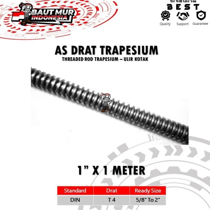 New Produk As Drat Trapesium Ulir Kotak Asdrat Pintu Air Carbon Steel 1"