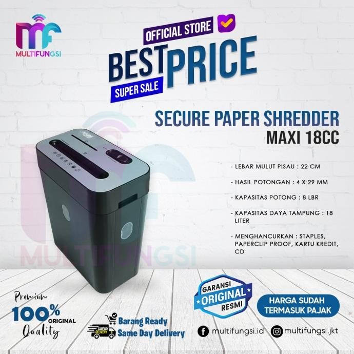 

sale! mesin penghancur kertas secure maxi 18 cc paper shredder