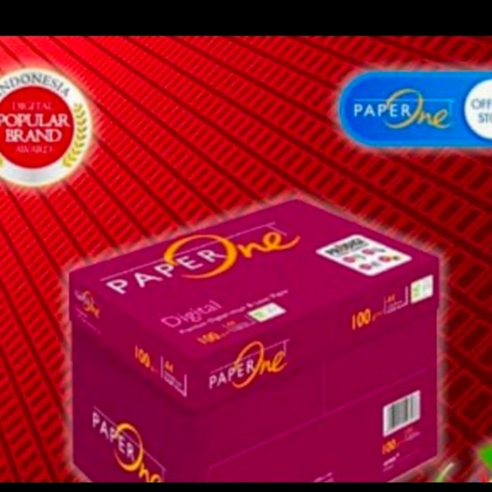 

KERTAS HVS A4 100 GRAM PAPERONE PERBOX ISI 4 RIM