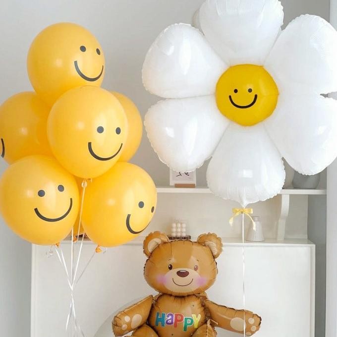 :::::::] balon emoticon emoji bunga krisan smiley smile senyum paket baby girl
