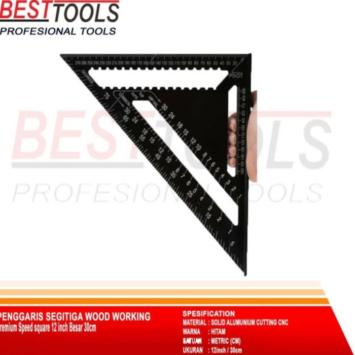 

PROMO! PREMIUM SPEED SQUARE 12 INCH HITAM 30CM PENGGARIS SEGITIGA WOODWORKING