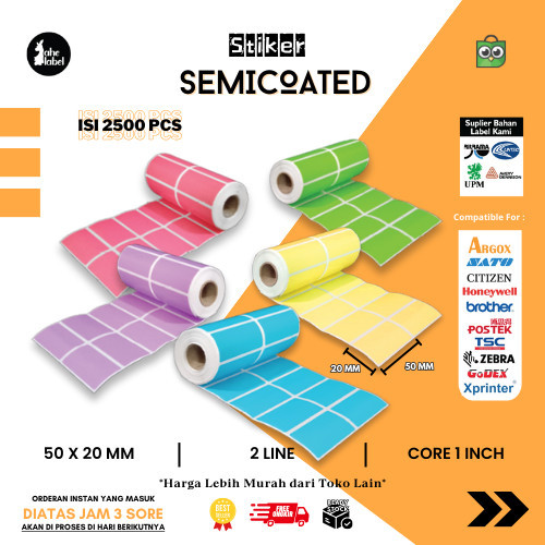 

TERLARIS! LABEL STICKER 50X20 MM SEMICOATED STIKER LABEL 50X20 MM