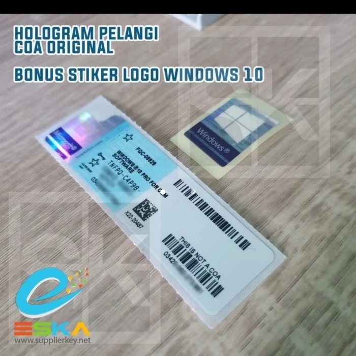 

TERLARIS! COA STIKER ONLY - Win 10 Pro + Bonus stiker logo