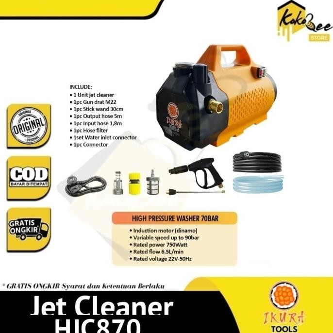 Mesin jet cleaner ikura HJC870 variable speed bar mesin cuci steam mobil AC / High pressure washer s