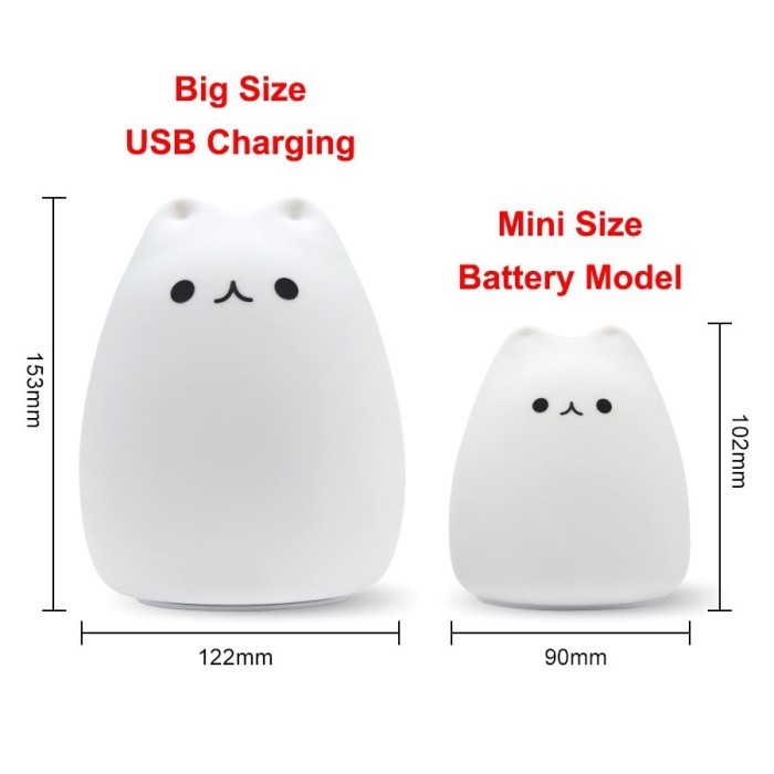 Lampu Tidur LED RGB Cute Cat Lampu Silikon el Anak Kucing Gemoy