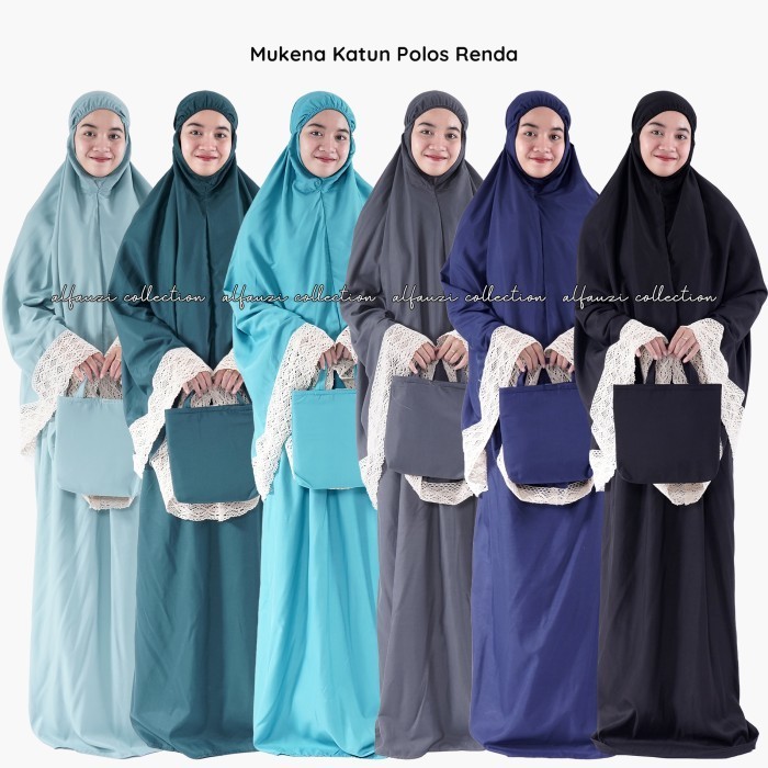 Mukena Katun Polos Renda / mukena dewasa katun polos premium