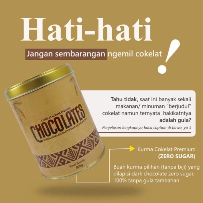 

KURMA COKLAT CHOCODATES DARK CHOCOLATE DAZERLATE ZERO SUGAR PREMIUM