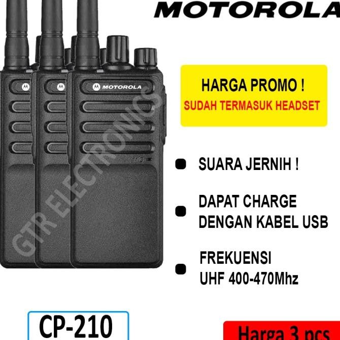 Motorola CP210 Handy Talky UHF 400-470Mhz HT Jarak Jauh Walkie Talkie - Hitam ENC