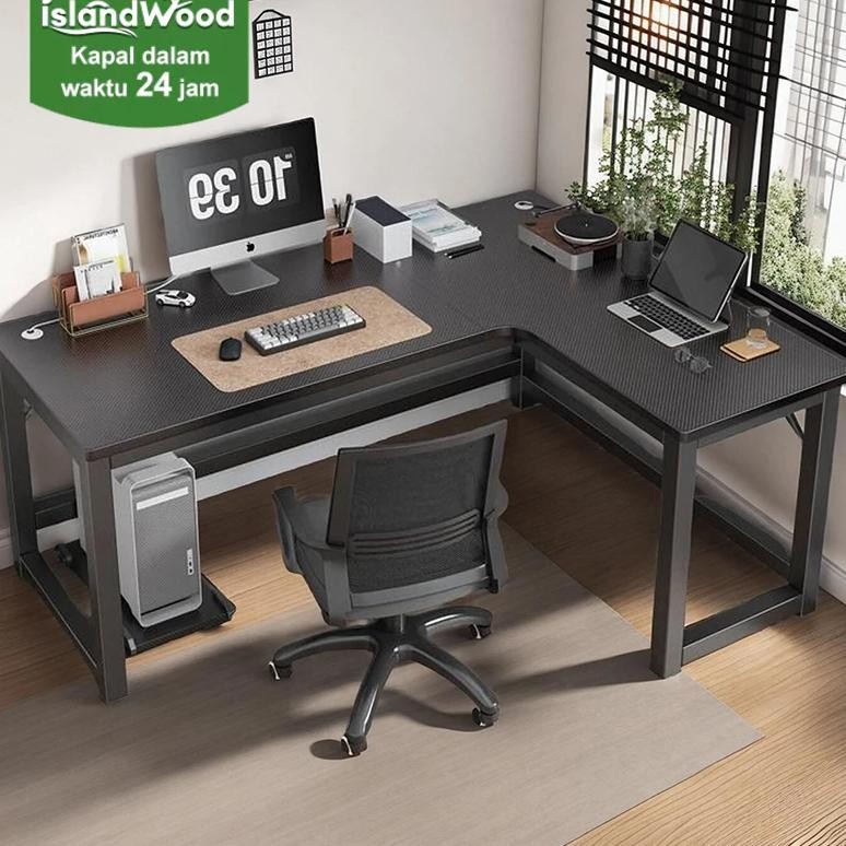 Meja Gaming Meja L Meja Komputer Minimalis Modern  Meja Belajar Hitam Meja kantor
