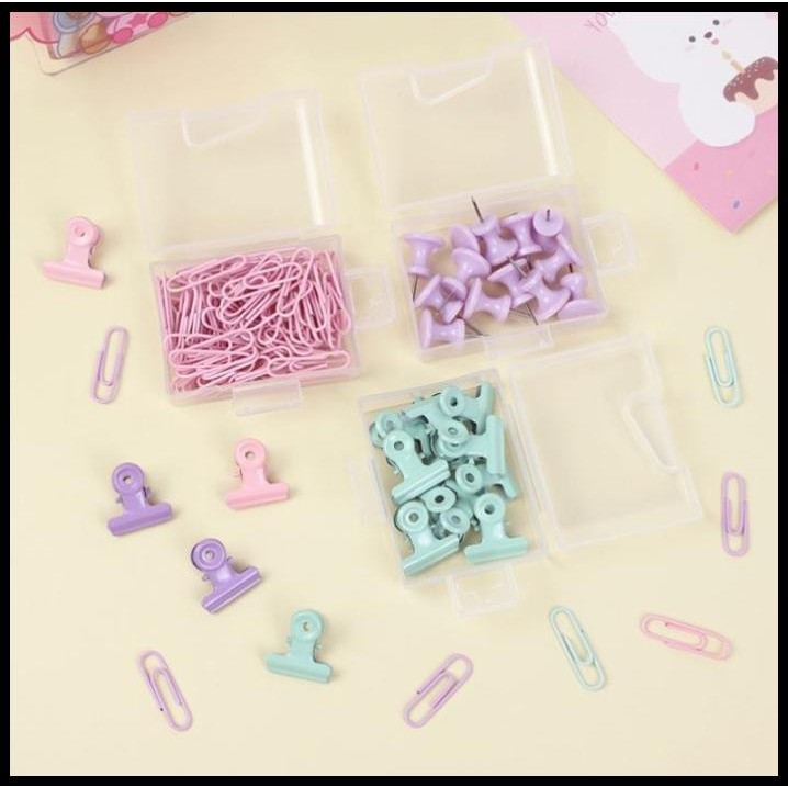 

Klip Push Pin Penjepit Buku Paku Kertas ATK Aesthetic 1 Set