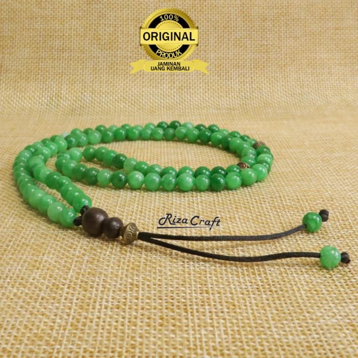 Kalung Tasbih Batu Giok Hijau Asli Cina China 99 Butir Akik Alam Keren Termurah 100 % Original
