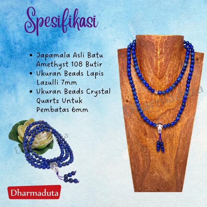 Japamala Batu Lapis Lazulli Tasbih Buddha Buddhis 108 Butir Natural Terlaris 100 % Original