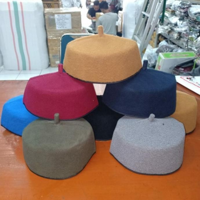 TERLARIS Grosir Isi 10 Pcs Peci Kopiah Haji Pentol Turki Bludru Murah