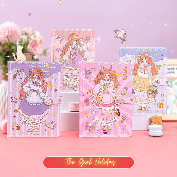 

Magnetic Notebook Buku Diary Girl Holiday Pu Leather Buku Catatan 3272