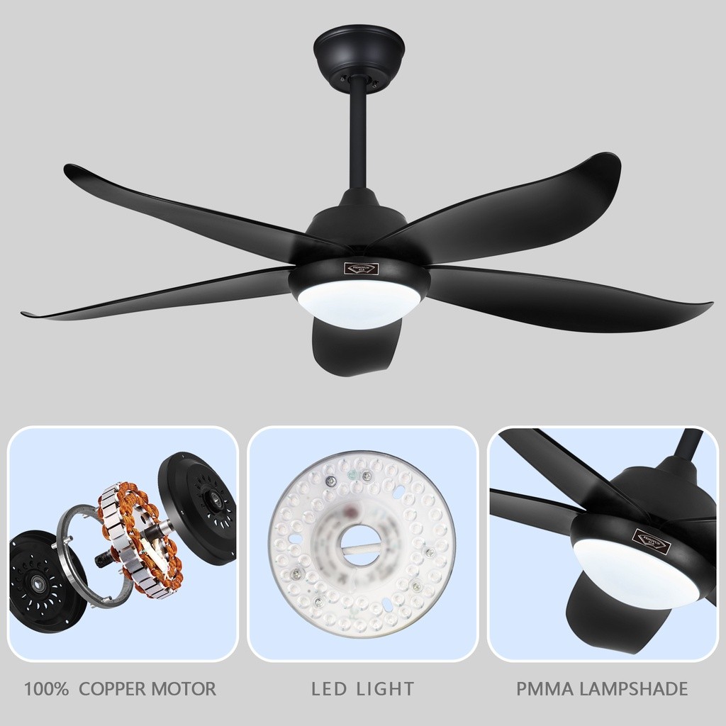 FENGYUN Ceiling Fan with led light,Ceiling lamp fan with remote control,48 inch indoor/outdoor Flush