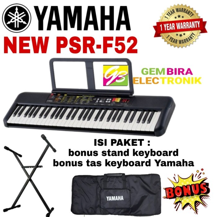 Keyboard piano Yamaha Psr F51 Bonus Stand plus Tas