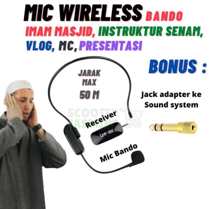 Mikrofon Mic Clip On Wireless 2.4G Presentasi Tur Imam Masjid Musholla