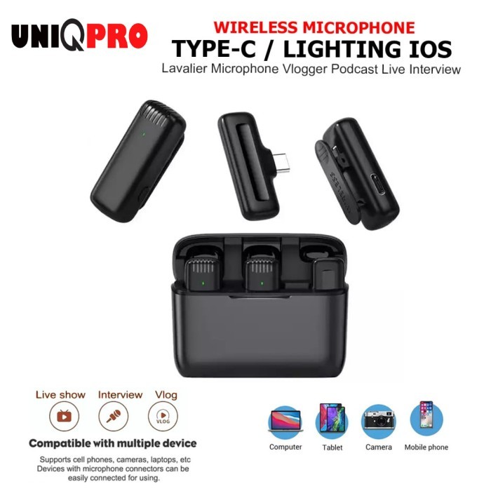 Microphone Mic Clip On Wireless Hp Type C Ios Iphone Mikrofon Vlog