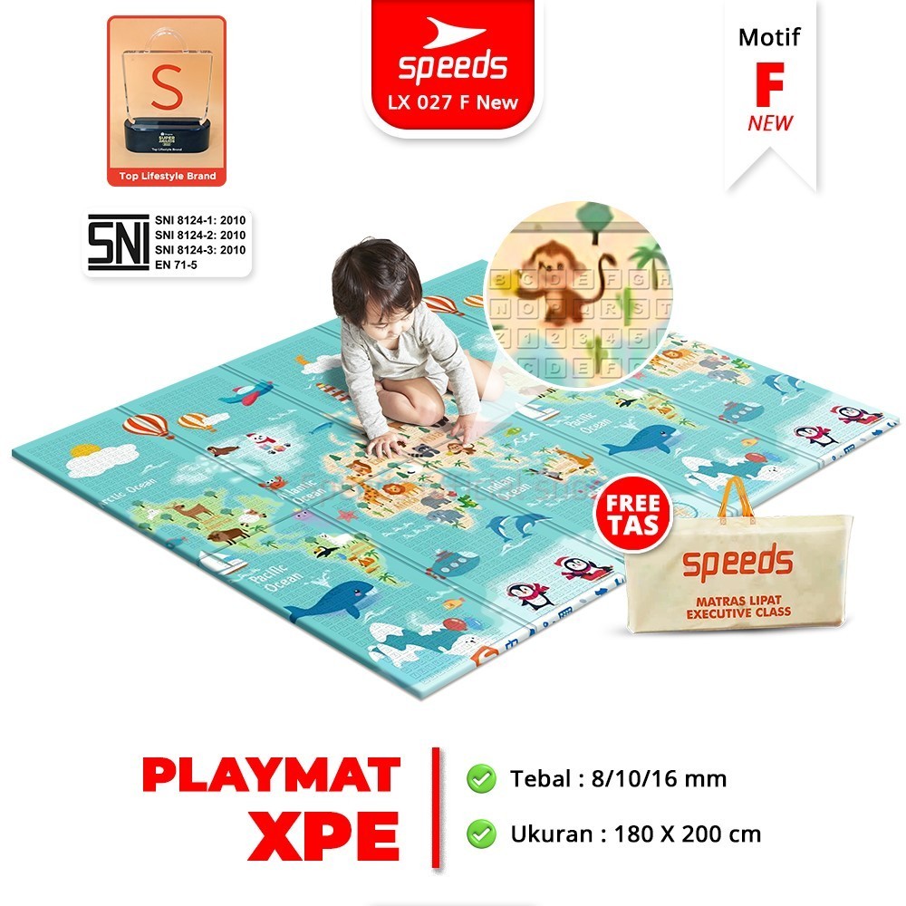 SPEEDS SNI F Playmat Bayi Karpet Lipat Playmat Foldable Bayi Karpet Bayi 180x200cm Matras Bayi Playm