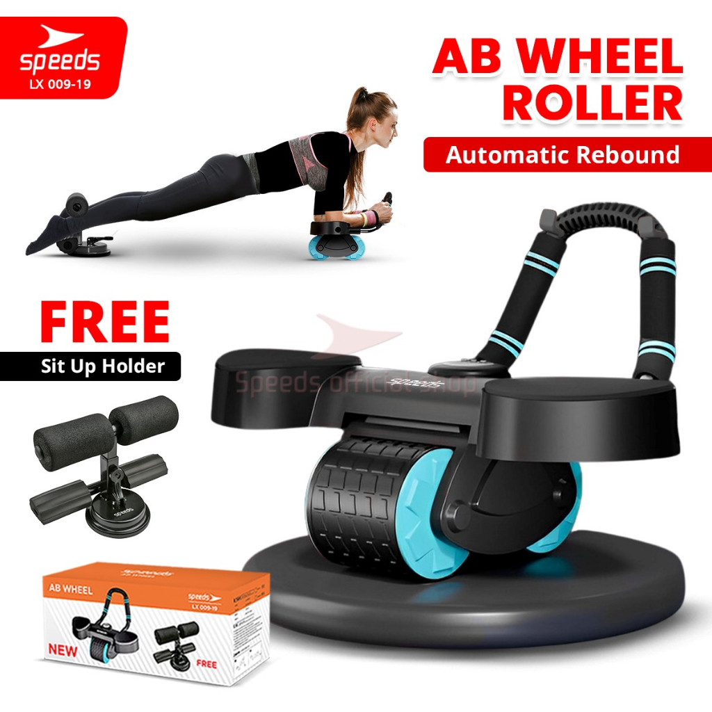SPEEDS Ab Wheel 2in1 Ab Roller Wheels Plank Trainer Abdominal Core Roller Alat Push Up Sit Up Stand 