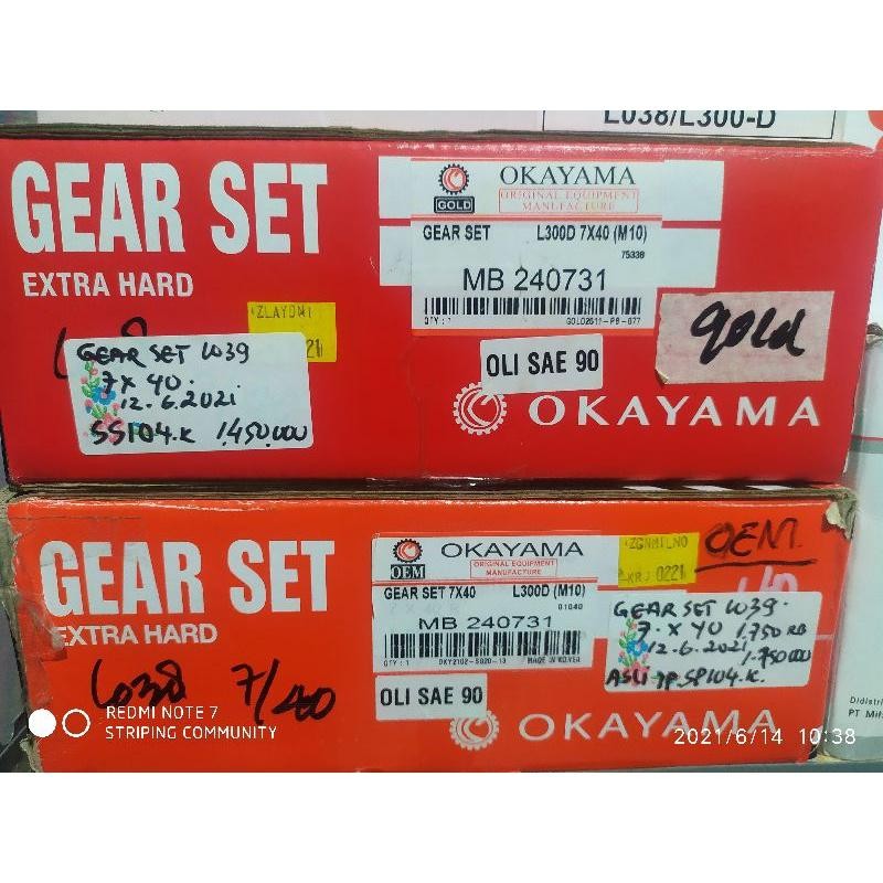Gear Set Gardan Crown Well Mitsubishi L300 Solar Ori Okayama 7X40 Extra Hard Ditanjakan