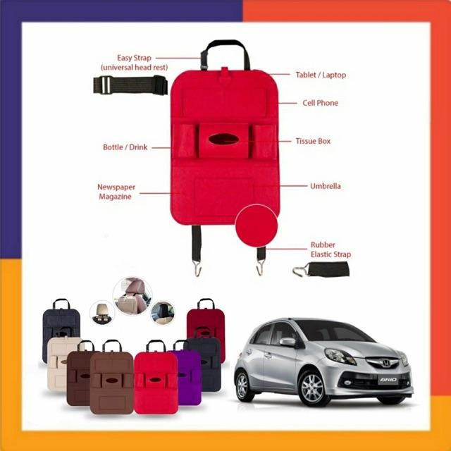 New Tas Jok Belakang Mobil Universal Honda Brio Satya Eksklusif Bestseller Merah Car Organizer