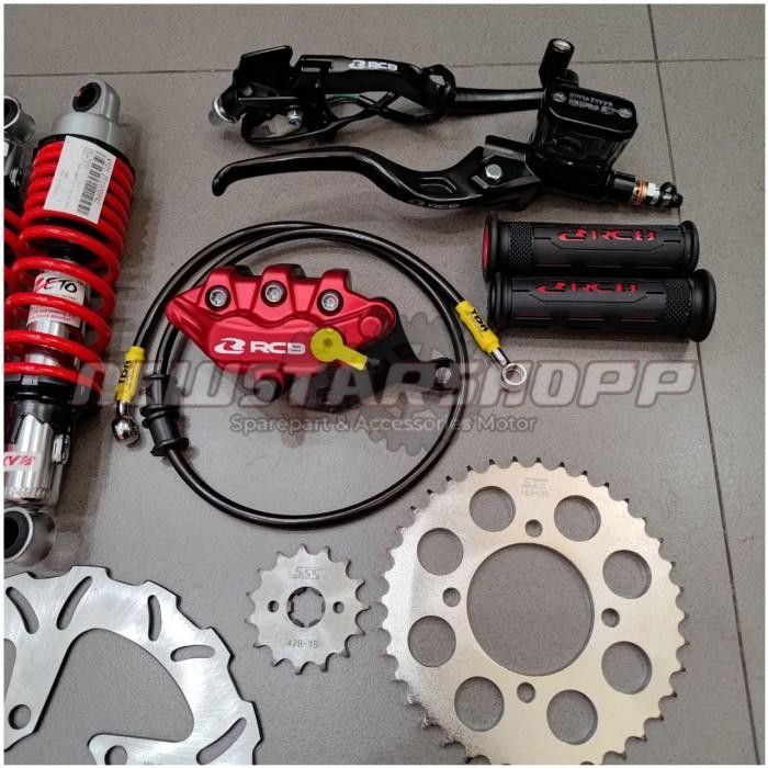 Paketan Master Rem Rcb E3 14Mm Kotak Kanan Kiri + Kaliper 2 Piston S + Selang Rem Tdr Carbon + Disc 