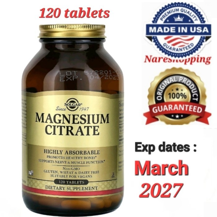 Solgar Magnesium Citrate, 120 Tablets USA