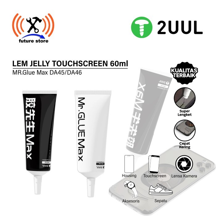 

2UUL Mr.Glue Max 60ml Hitam/Putih Lem Jelly Lem Touchscreen Lem Touch screen Bening Perekat Glue