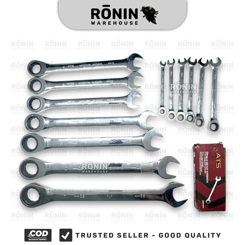 ATS ratchet Kunci ring pas Kombinasi Bolak Balik Multifungsi 8 - 32 mm